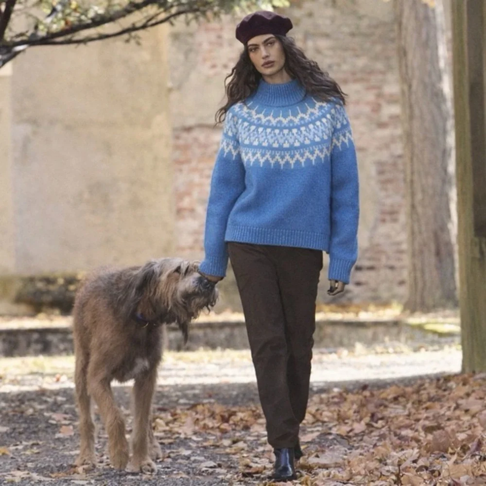 J.‎ Crew | Women's Lambs Wool Academia Fair Isle Mockneck Pullover Sweater small